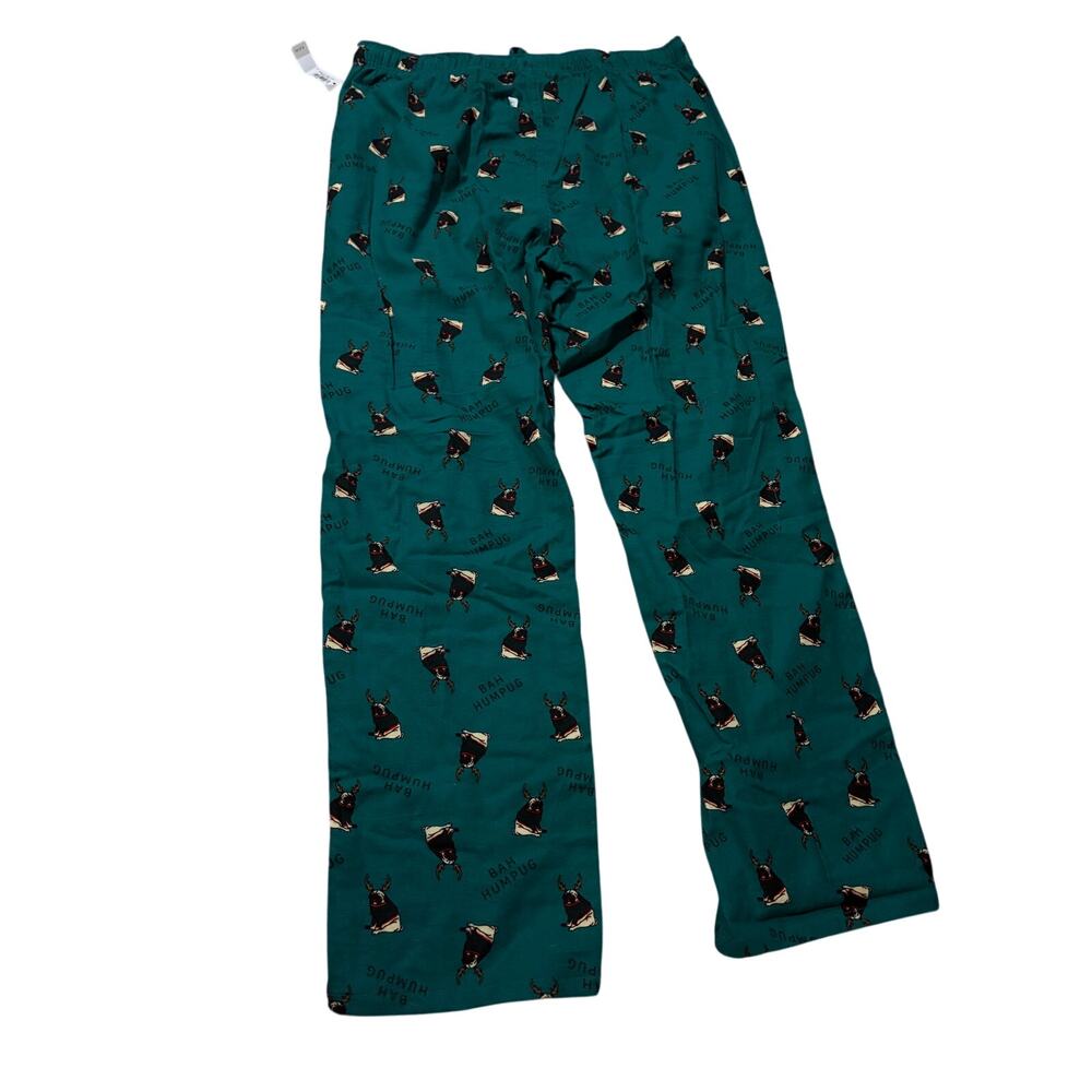 "Bah Humpug" Christmas Pug Pajama Pants — Teal | Size Large | NWT